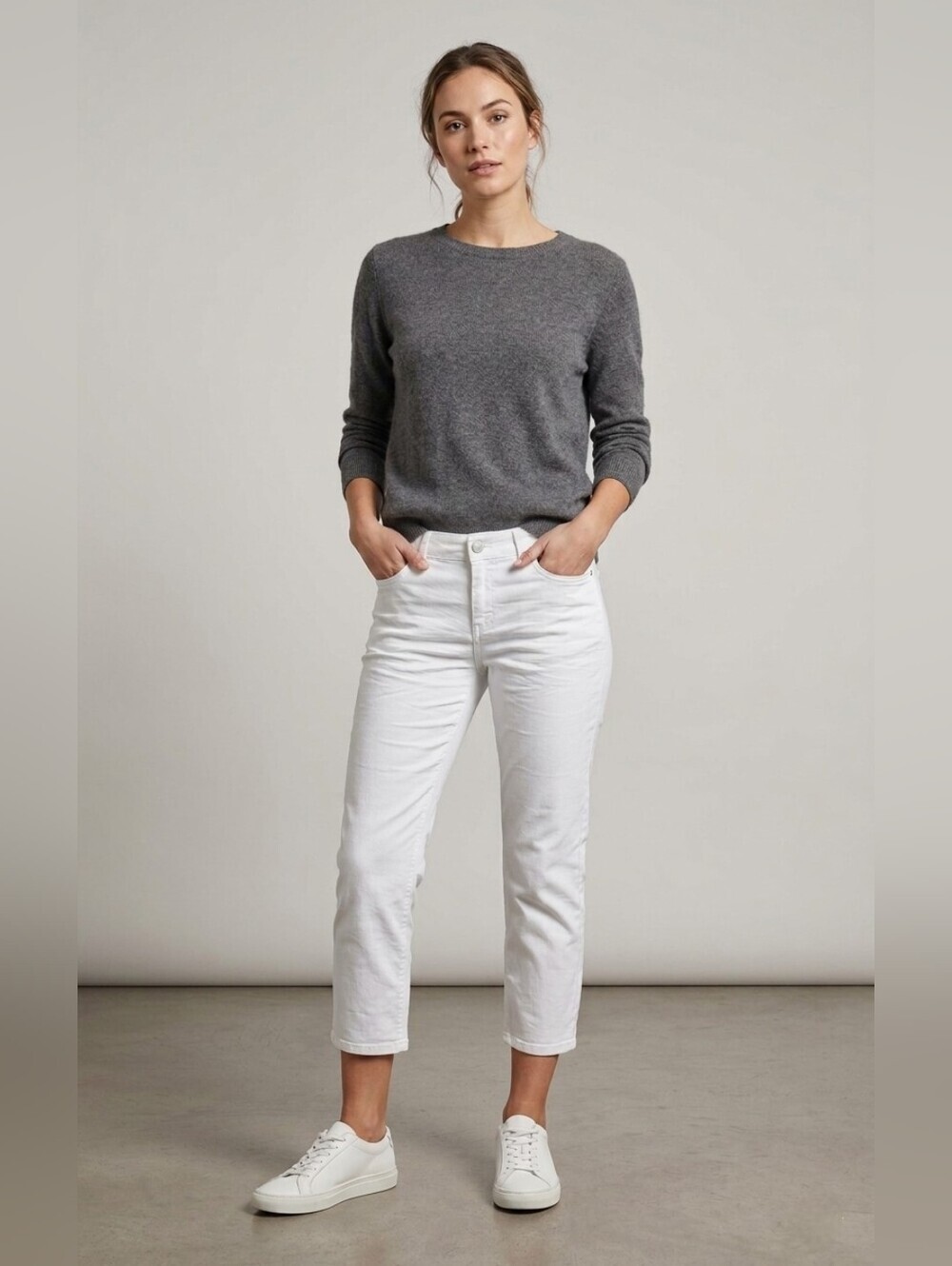 NYGARD White Denim Cropped Pants Capri Mid Rise Classic 14 Casual Summer Y2k